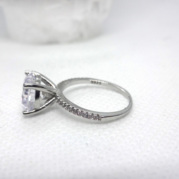 925 Sterling Silver 3 CT  Solitaire Ring - Picture 8 of 9